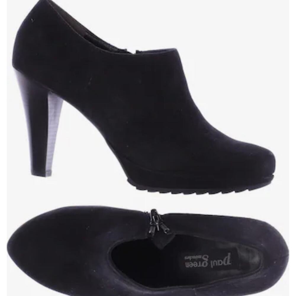 Paul Greene Munchen Black Suede Ankle Bootie Side Zip 4” Heel Non Slip‎ Sz 3/5.5